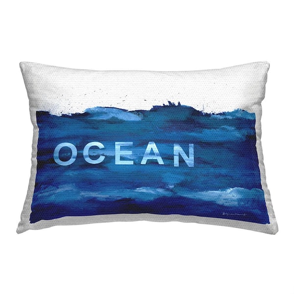 Stupell Industries Abstract Ocean Phrase Blue Rectangular Outdoor Throw Pillow