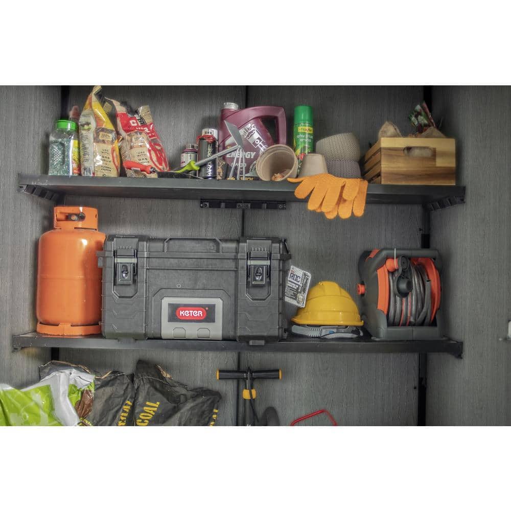 Gray Resin Vertical Outdoor Storage Shed with Double Doors