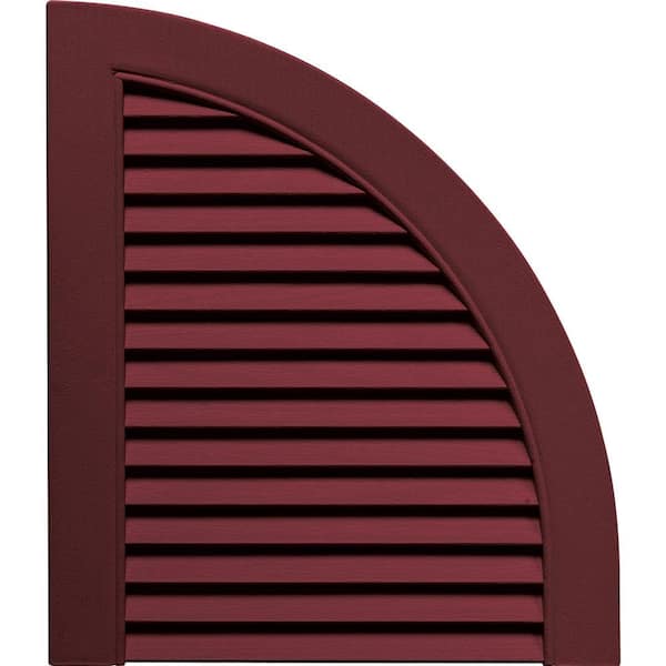 Builders Edge 15 in. x 17 in. Louvered Design Wineberry Quarter Round Tops Pair #078