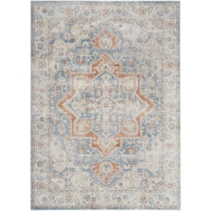 Astra Machine Washable Denim Multicolor 7 ft. x 9 ft. Distressed Traditional Area Rug