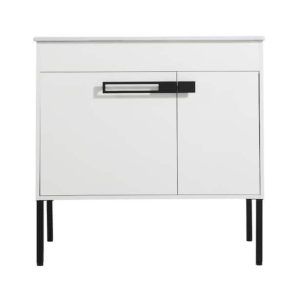 Maincraft Free-Standing 36 in. W x 18.3 in. D x 35 in. H. Bath Vanity in White with White Ceramic Top with Basin