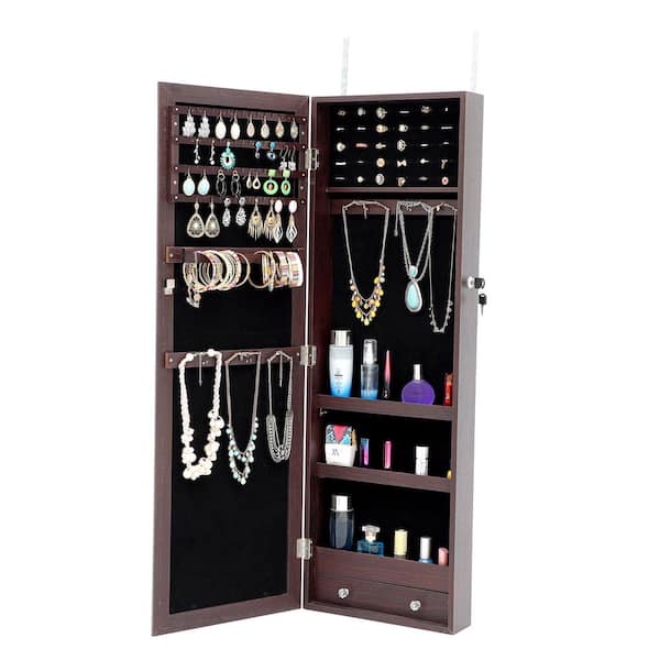 VECELO LED Jewelry Cabinet, Wall/Hanging Mount Jewelry Organizer with