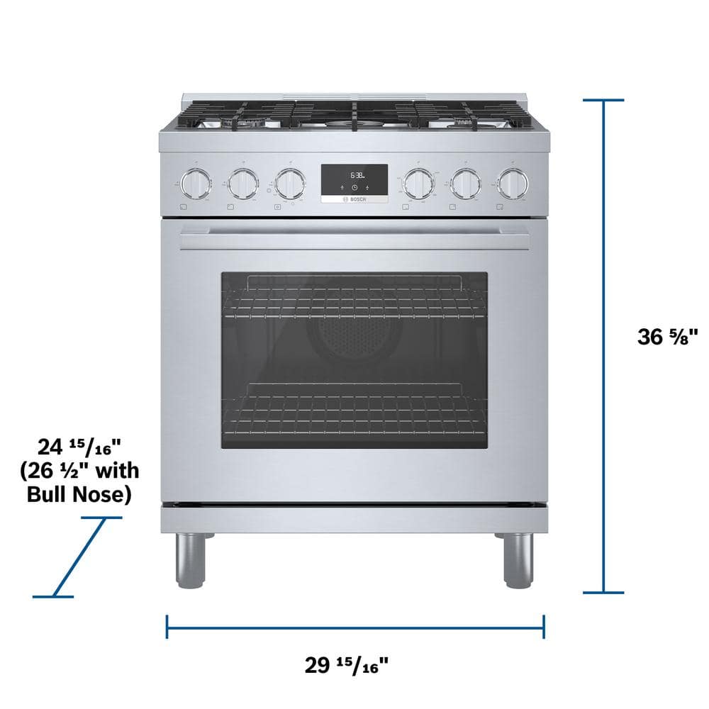 30" Stainless Steel Free-Standing Convection Gas Range