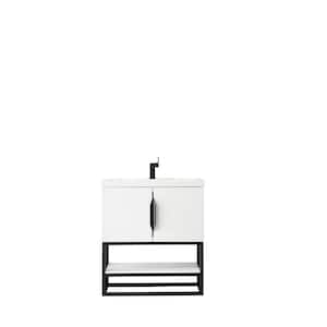 Columbia 31.5 in. Single Vanity in Glossy White & Matte Black with Resin Vanity Top in White Glossy with White Basin