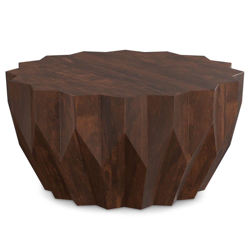 Turnbull Round Walnut Mango Wood Geometric Coffee Table