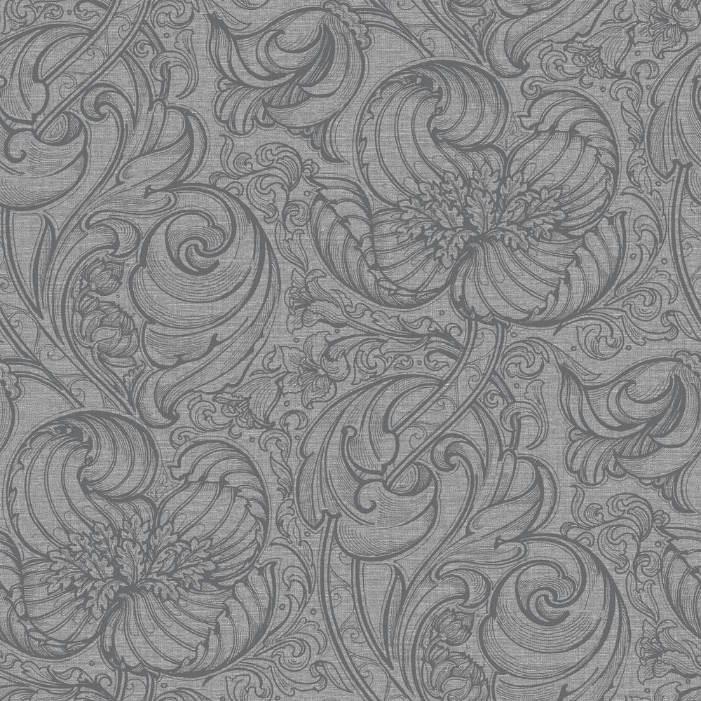 Llewelyn-Bowen Off The Wall Grey Floral Down the Dilly Matte Finish Non-Pas