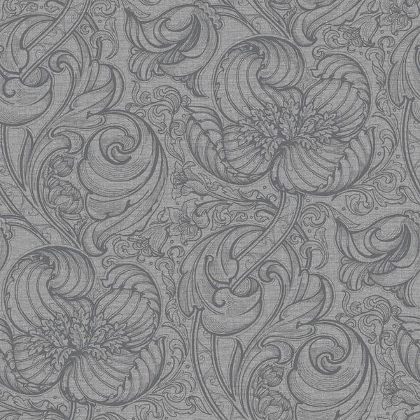 Unbranded Llewelyn-Bowen Off The Wall Grey Floral Down the Dilly Matte Finish Non-Pasted Non-Woven Wallpaper Sample