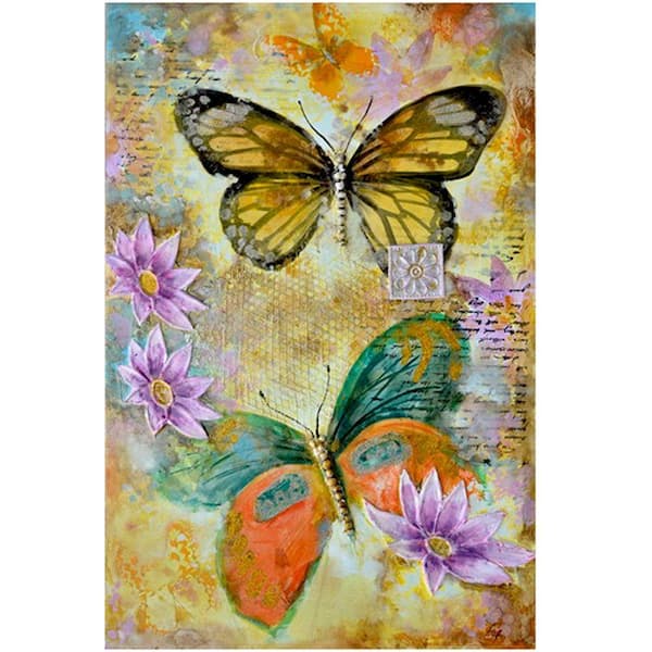 Yosemite Home Decor 47 in. x 31 in. "Butterfly Garden II" Hand Painted Canvas Wall Art