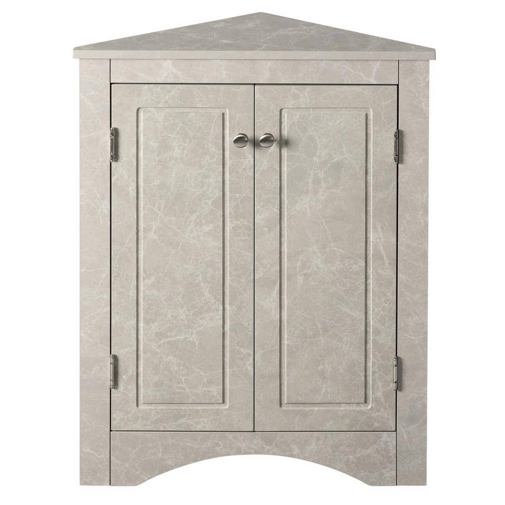 17.2 in. W x 17.2 in. D x 31.5 in. H White Marble Linen Cabinet Triangle Co