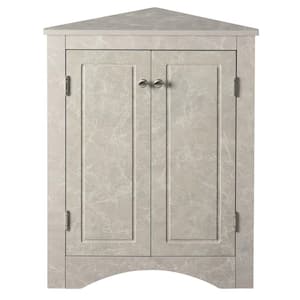 17.2 in. W x 17.2 in. D x 31.5 in. H White Marble Linen Cabinet Triangle Corner Storage Cabinet with Adjustable Shelf