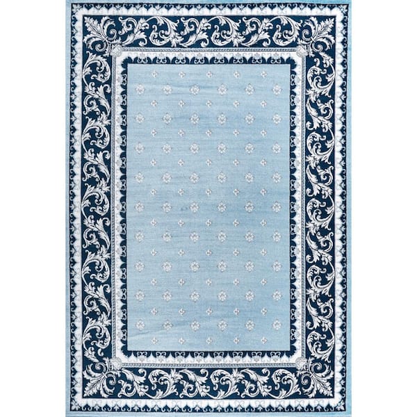 Acanthus Blue/Navy 4 ft. x 6 ft. French Border Area Rug