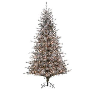 7.5 ft. Lightly Flocked Hard/Mixed Needle Scotch Pine Artificial Christmas Tree with Pine Cones & 700 UL Clear Lights