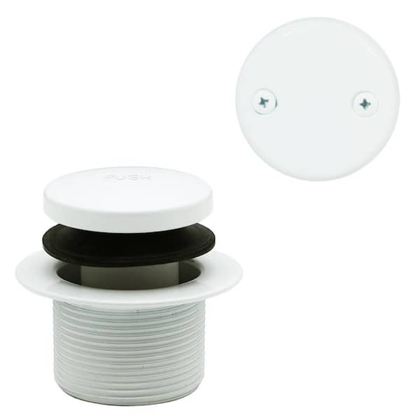 Westbrass 1-1/2 in. Tip-Toe Bathtub Drain Trim with Two-Hole Overflow Faceplate, Powder Coat White