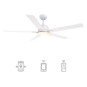 Essex 56 in. Dimmable LED Indoor/Outdoor White Smart Ceiling Fan with Light and Remote, Works with Alexa/Google Home