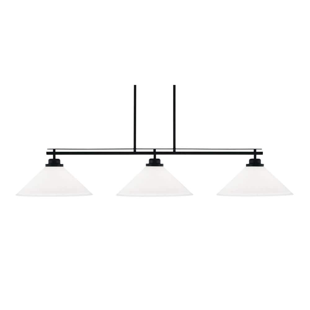 Monroe 3-Light Billiard Light, Round Fitter, Matte Black Finish, 16 in. Whi