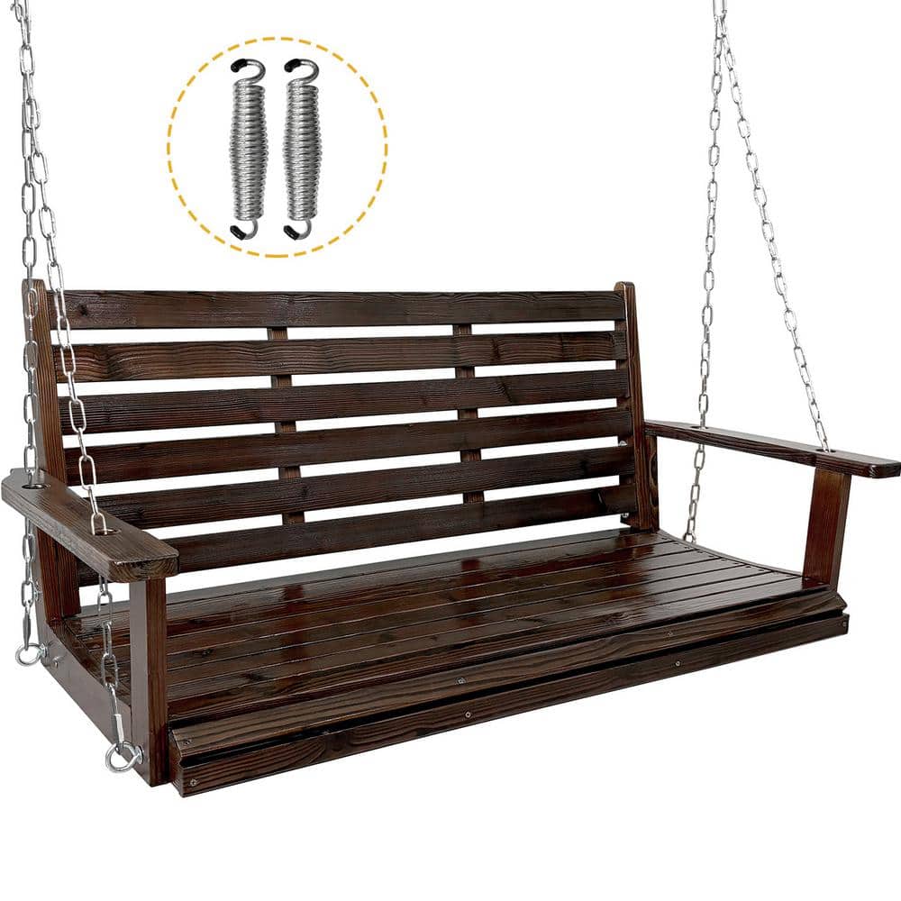 4.5 ft. Wood Porch Swing with Hanging Chains and 7mm Springs, All Weather Resistant, Deep Brown price history on PriceWatchPro