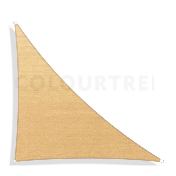 COLOURTREE 14 ft. x 14 ft. x 19.8 ft. 190 GSM Sand Beige Right Triangle Sun Shade Sail Canopy, Outdoor Patio and Pergola Cover