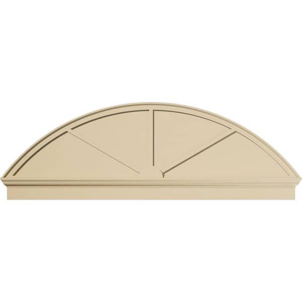 Ekena Millwork 78 in. W x 26-3/8 in. H x 2-3/4 in. P Segment Arch 3 Spoke Signature Urethane Combination Pediment, Primed Tan
