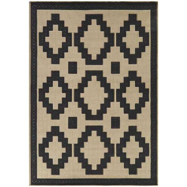 Cernuda Charcoal 5 ft. 3 in. x 7 ft. Southwestern Indoor/Outdoor Area Rug