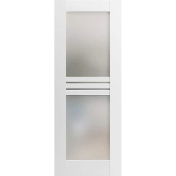 18 in. x 96 in. Solid Wood Frosted Glass White Interior Door Slab