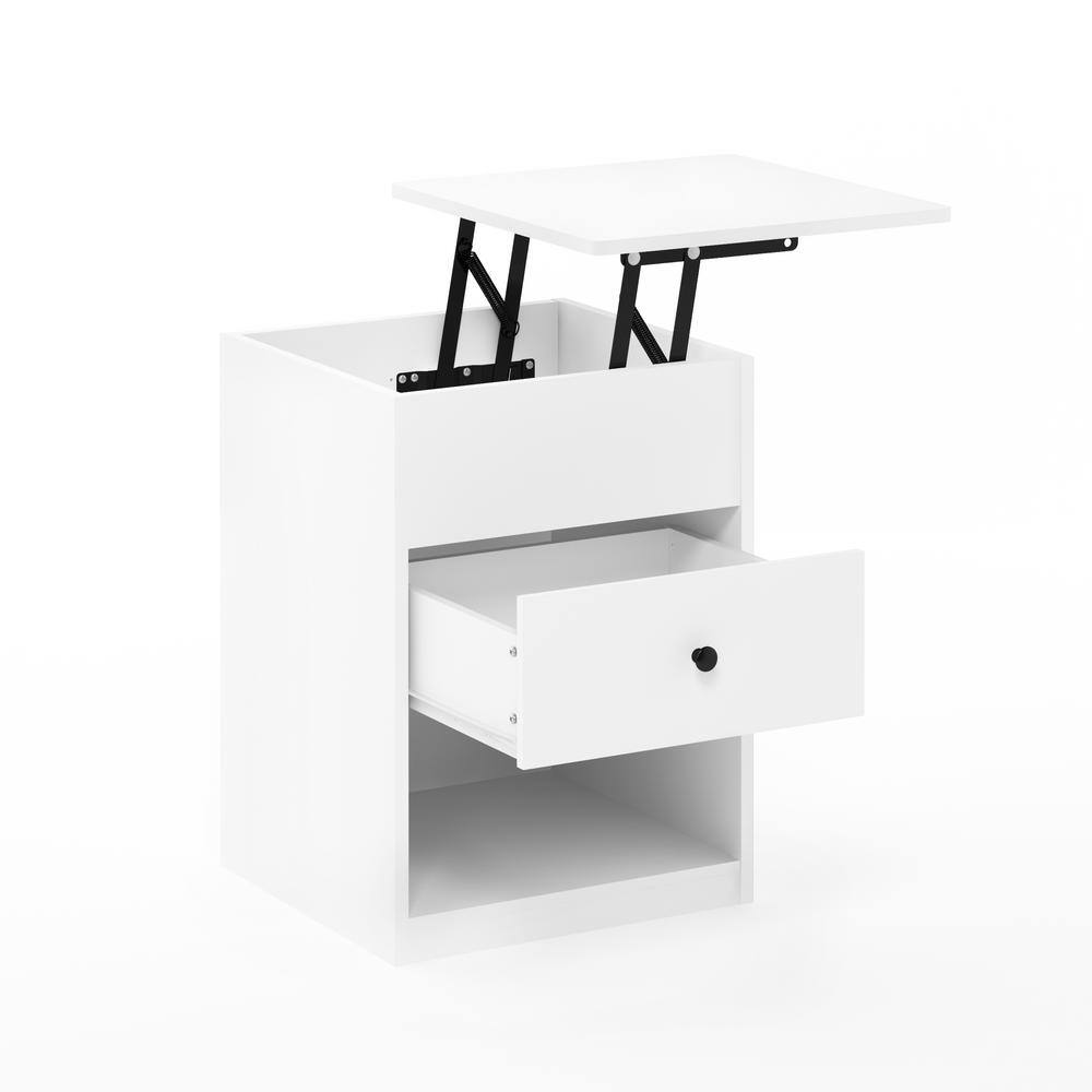 Solid White Jensen Lift-Top Composite Wood Nightstand