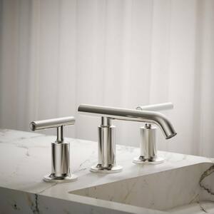 Purist 8 in. Widespread 2-Handle Low-Arc Bathroom Faucet in Vibrant Polished Nickel with Low Lever Handles