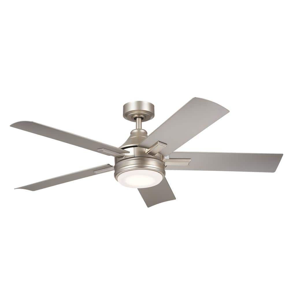 Tide 52 in. Indoor/Outdoor Brushed Nickel Downrod Mount Ceiling Fan with In