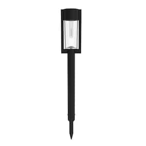 Clermont 15 Lumens Black LED Weather Resistant Modern Outdoor Solar Bollard Light with Seedy Glass and Vintage Bulb