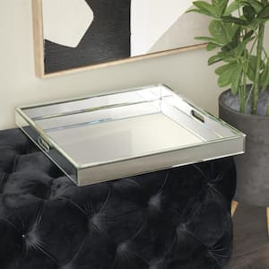 Silver Wood Mirrored Decorative Tray