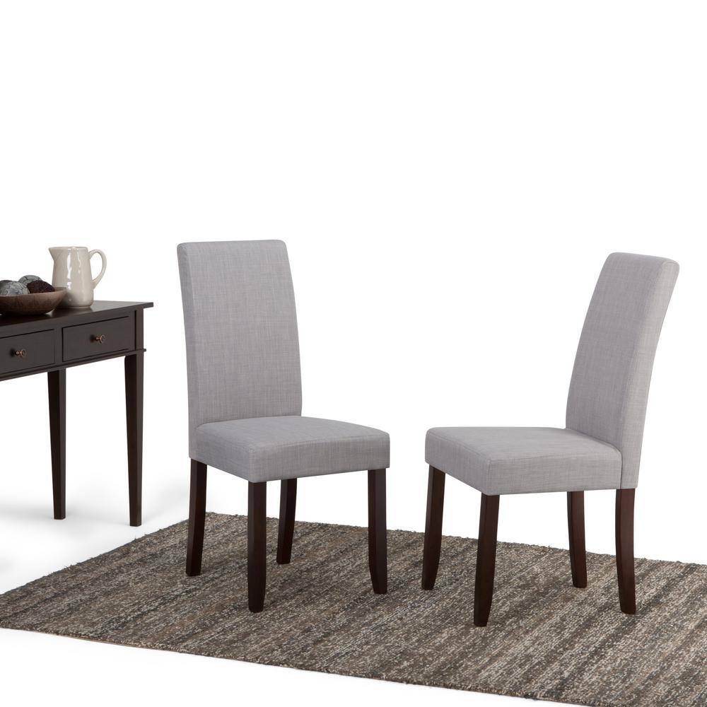 Elegant Dove Grey Linen Upholstered Parsons Dining Chair
