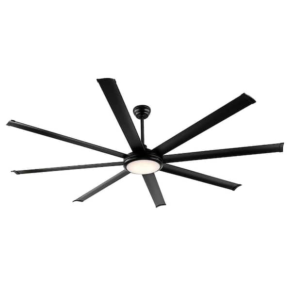 120 in. (10 ft.) Indoor Aluminum Blades Ceiling Fan with Integrated LED, Black
