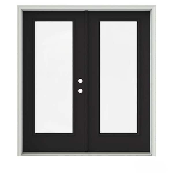 JELD-WEN 72 in. x 80 in. Chestnut Bronze Painted Steel Left-Hand Inswing Full Lite Glass Active/Stationary Patio Door