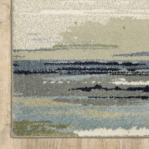 Blue Green Grey Light Blue and Beige  4 ft. x 6 ft. Abstract Power Loom Stain Resistant Area Rug