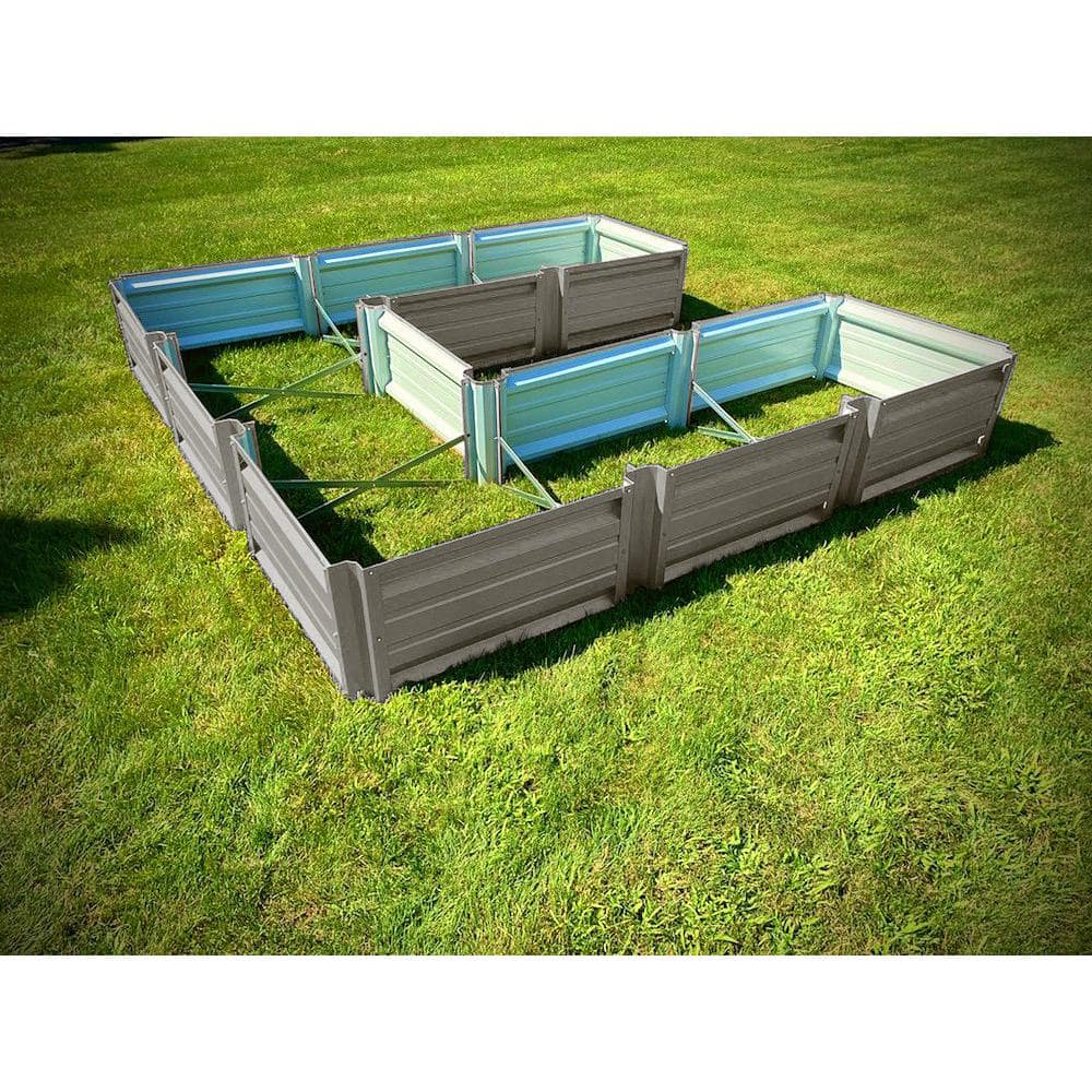 Ash Grey U-Shaped Metal Raised Garden Bed, 108 x 108 x 18 Inch