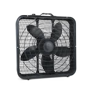 20 in. Box Fan, 3-Speed Cooling Table Fan Desk Fan with Convenient Carry Handle & Safety Grills, Black