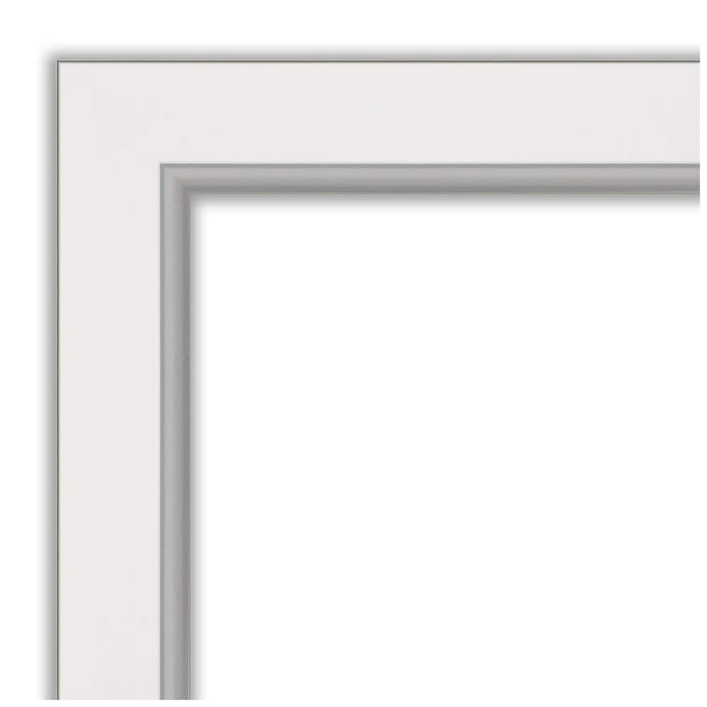 Eva White and Silver Rectangular Beveled Wall Mirror