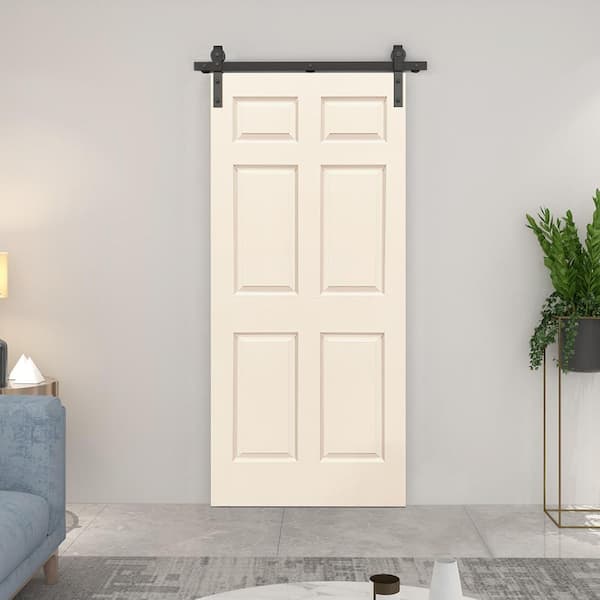 CALHOME 30 in. x 80 in. Antique Gold Paint Composite MDF 6 Panel Interior  Sliding Barn Door with Hardware Kit TSQ04-MK-72+AT-6PANEL-30-SLPC - The  Home Depot