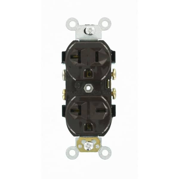 Leviton 20 Amp 125/250 V NEMA 5-20R/6-20R Duplex Outlet/Receptacle, Brown (1-Pack) 5842