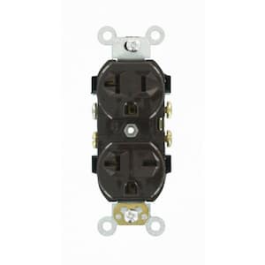 Leviton 5822 Duplex-Steckdose, 20A/250V – Schmale Bauform, Selbsterdend, Braun