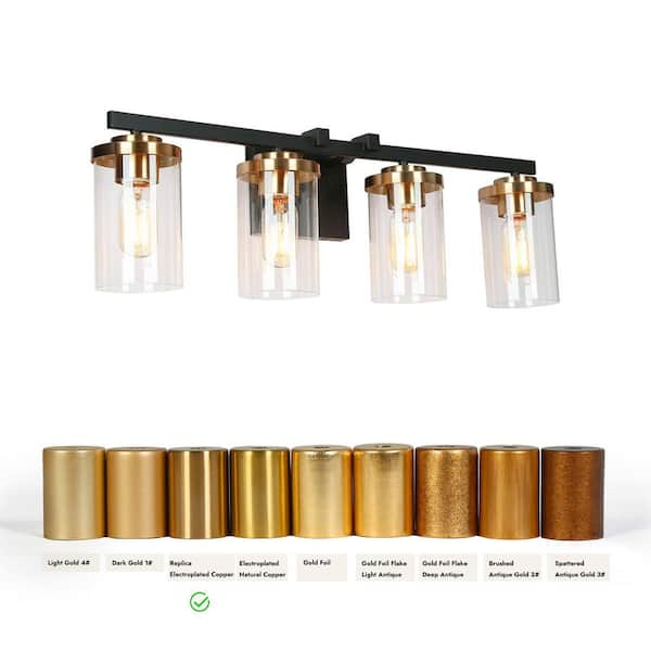 Zevni 27 in. 4-Light Black Vanity Light for Bathroom Modern