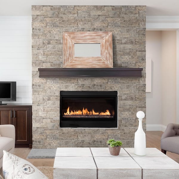 Silver Travertine Ledger Panel 9 in. x 24 in. Splitface Wall Tile (4.5 sq. ft./Case)