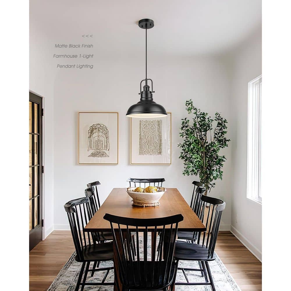 11 in. 1-Light Black Industrial Pendant Light with Metal Shade price history on PriceWatchPro