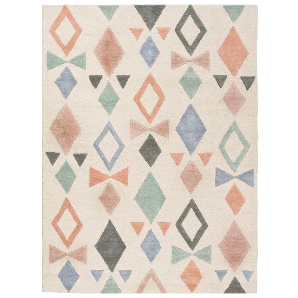 Handmade Ivory Wool Tufted Kids Playroom Rug 5' x 7'