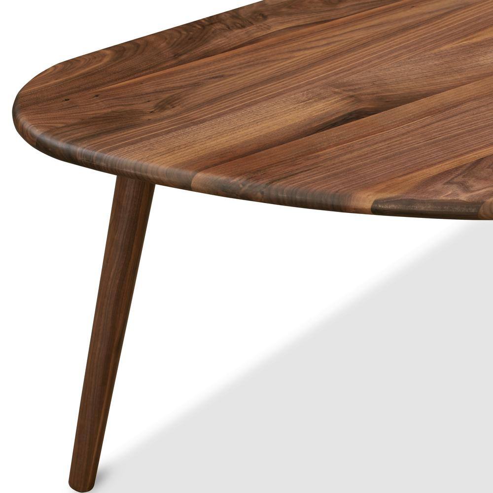 Mid-Century Modern Oval Walnut Wood Coffee Table, 38.5"