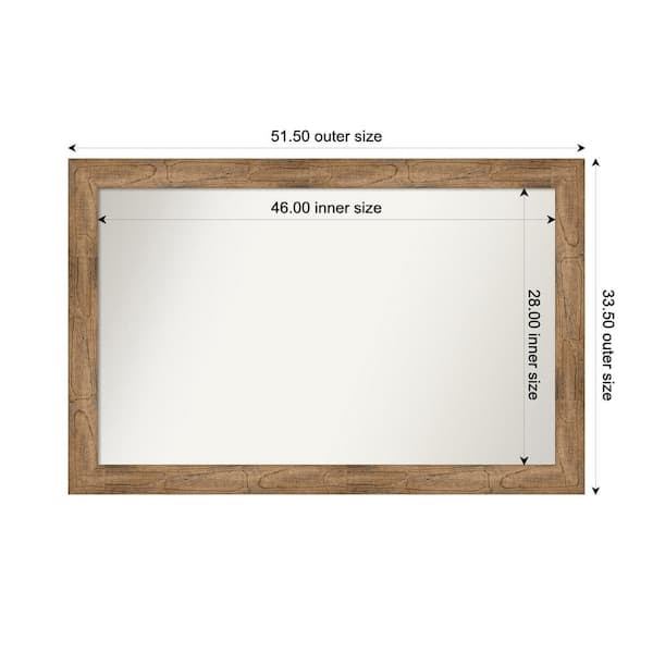Amanti Art Owl Brown 51.5 in. W. x 33.5 in. Custom Non-Beveled Wood Framed Bathroom Vanity Wall Mirror