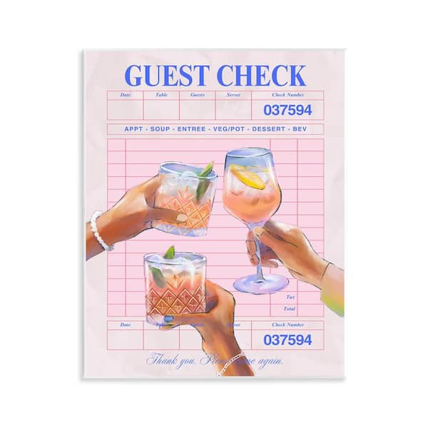 Stupell Industries Cheers over Guest Check by House of Lulu Unframed Food Graphic Art Print 14 in. x 11 in.