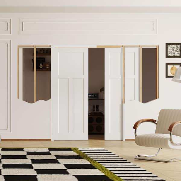 TENONER 48 in. x 80 in. Pre-assembled T-Shaped, 3 Panel, Composite