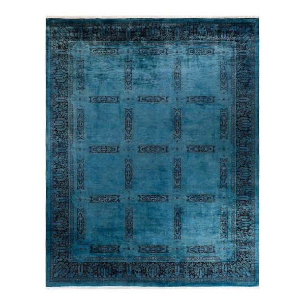 Overdyed Blue 9 ft. 2 in. x 11 ft. 8 in. Wool Indoor Area Rug