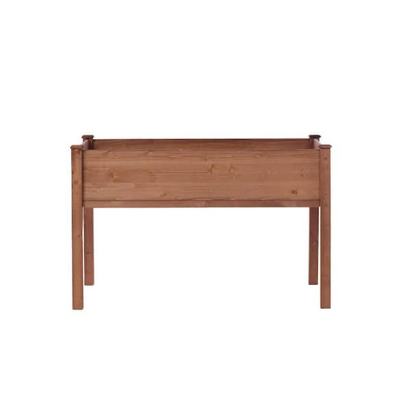 43.5 in. Inner Length Brown Wood Rectangle Outdoor Raised Garden Bed Raised Planter Boxes with Legs (1-Pack)
