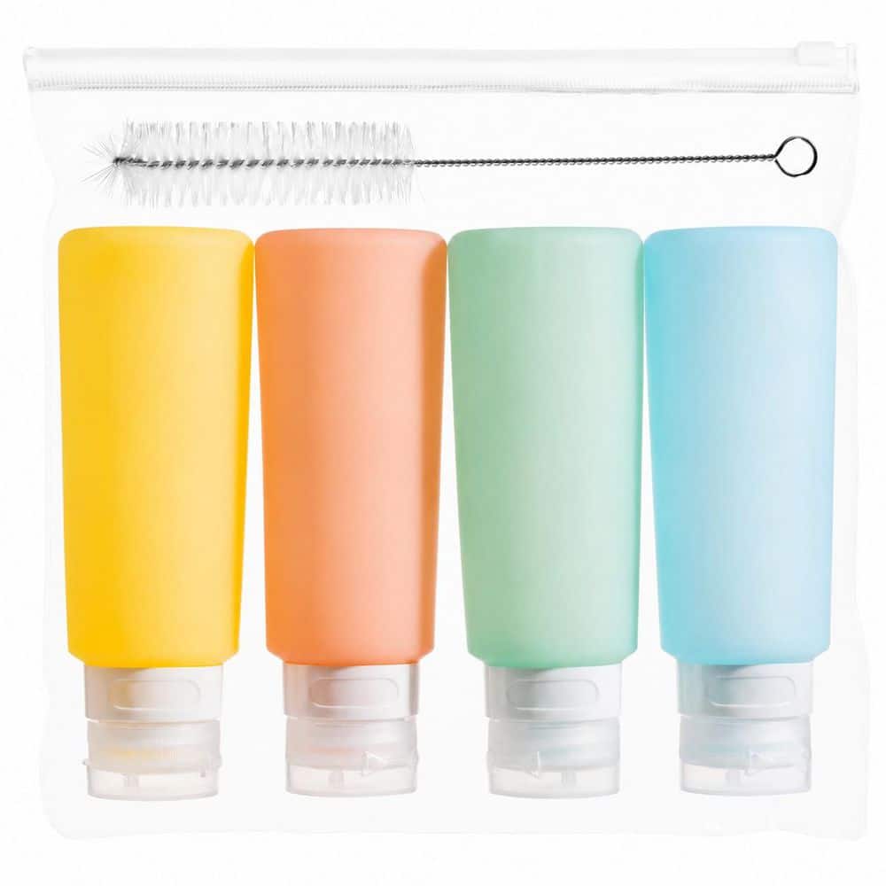 6 oz Silicone Condiment Squeeze Bottles for Sauces, Leakproof Reusable Mini Bottles, Candies, (4 Pack)